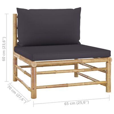 vidaXL Set mobilier de grădină cu perne gri închis, 10 piese, bambus