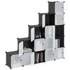 vidaXL Organizator cub de depozitare cu uși, 15 cuburi, negru, PP