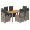 vidaXL Set mobilier de grădină cu perne, 7 piese, gri, poliratan