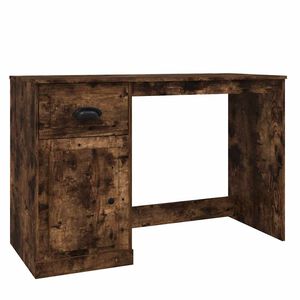 vidaXL Birou cu sertar, stejar fumuriu, 115x50x75 cm, lemn prelucrat