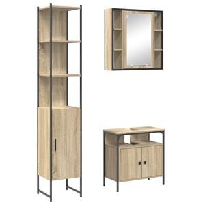 vidaXL Set de mobilier pentru baie 3 buc. Stejar Sonoma