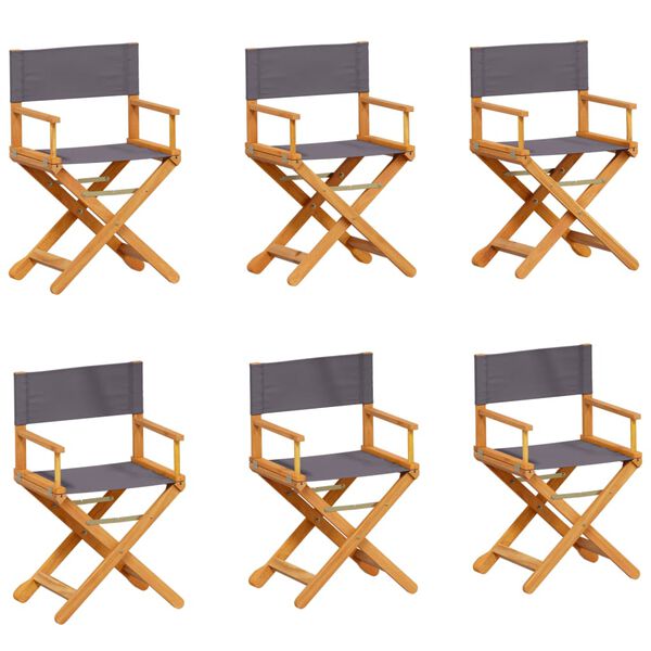 vidaXL Scaune de grădină pliabile, 6 buc., țesătură gri &icirc;nchis