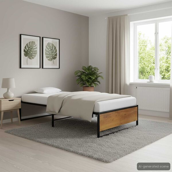 vidaXL Cadru de pat, negru, 100 x 200 cm, metal