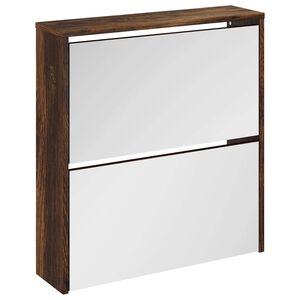 vidaXL Pantofar cu oglindă, 2 niveluri, stejar fumuriu, 63x17x67 cm