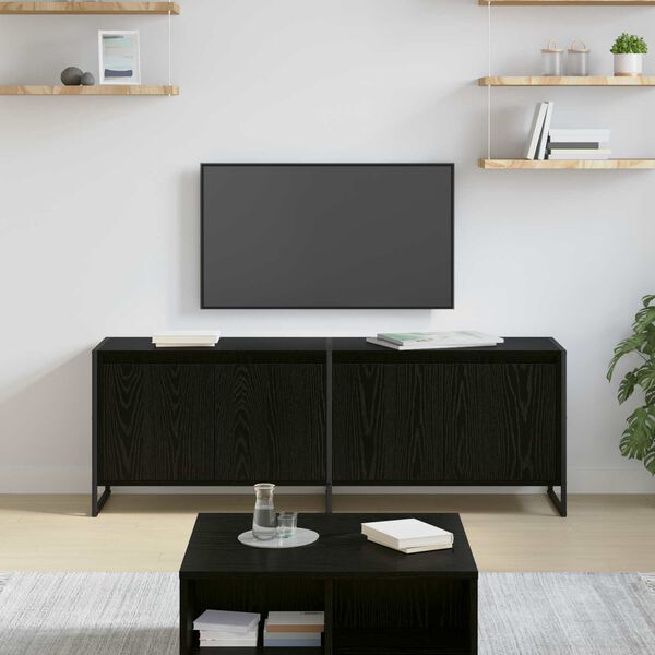 vidaXL Cabinet TV Stejar Negru 140 x 36 x 49.5 cm Lemn compozit