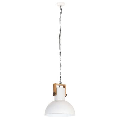 vidaXL Lampă suspendată industrială 25 W alb 42 cm, mango E27, rotund