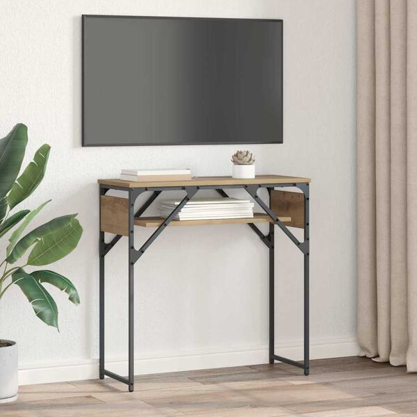 vidaXL MasaConsole Stejar Artizanal 75x30x75cm Lemn compozit