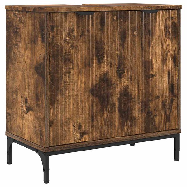 vidaXL Dulap pentru Chiuveta de Baie cu depozitare Stejar fumuriu