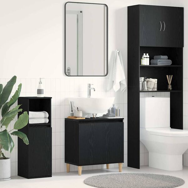 vidaXL Dulap pentru Chiuveta de Baie Stejar Negru 58 x 33 x 60 cm