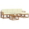 vidaXL Set de canapele de exterior cu pernă 6 pcs Natural și Crem