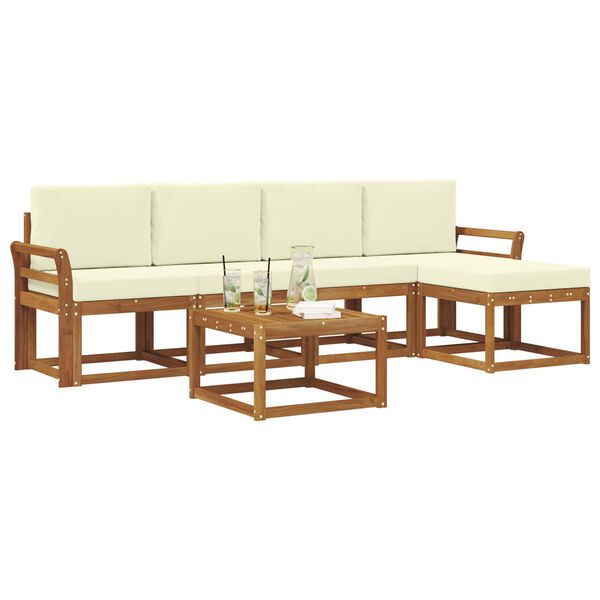 vidaXL Set de canapele de exterior cu pernă 6 pcs Natural și Crem