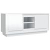 vidaXL Comodă TV, alb extralucios, 102x35x45 cm, lemn prelucrat