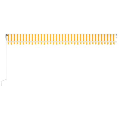 vidaXL Copertină automată cu senzor vânt & LED, galben&alb, 600x350 cm