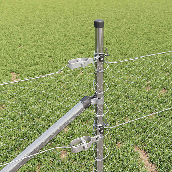 vidaXL St&acirc;lp de gard. Argintiu 100 x 0,5 m (plasă de 25 mm) Oțel