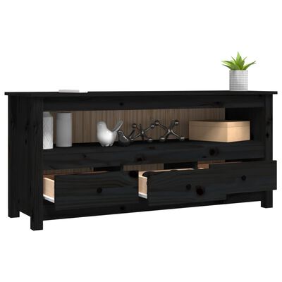 vidaXL Comodă TV, negru, 114x35x52 cm, lemn masiv de pin