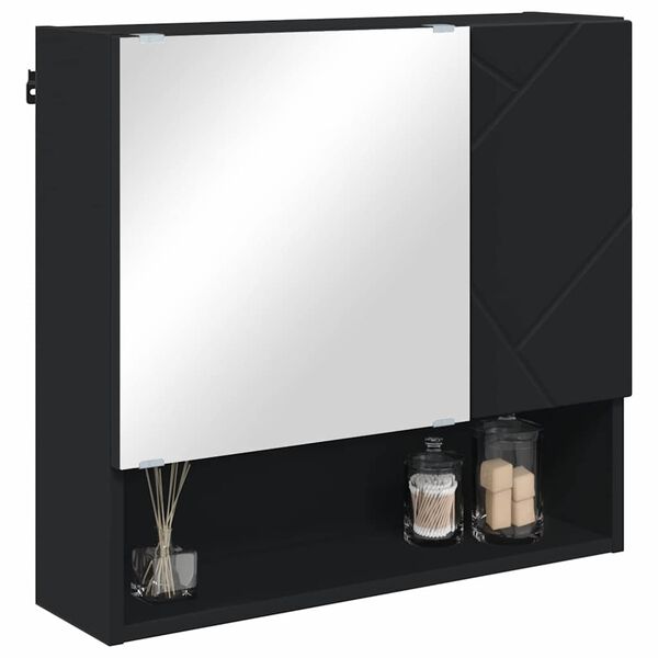 vidaXL Dulap cu oglindă Pe perete Negru 59 x 17 x 55 cm Lemn compozit