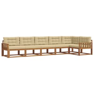 vidaXL Set de canapele de exterior cu pernă 6 pcs Natural și Bej