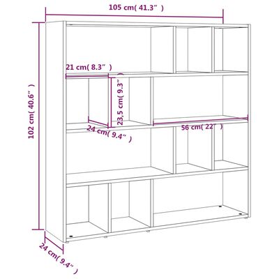 vidaXL Bibliotecă/Separator cameră, alb, 105x24x102 cm