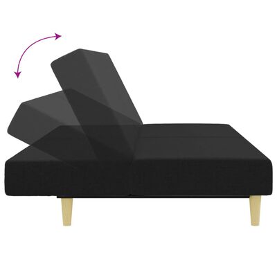vidaXL Canapea extensibilă cu taburet, 2 locuri, negru, textil