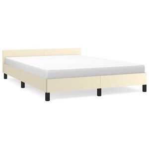 vidaXL Cadru de pat cu tăblie fără saltea, crem, 140x190 cm