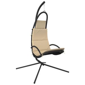 vidaXL Scaun balansoar grădină, cu pernă, crem, textil oxford și oțel