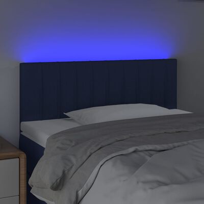 vidaXL Tăblie de pat cu LED, albastru, 80x5x78/88 cm, textil