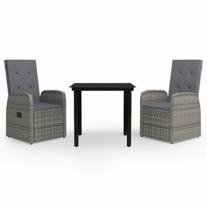 vidaXL Set de mobilier pentru grădină, cu perne, 3 piese, gri