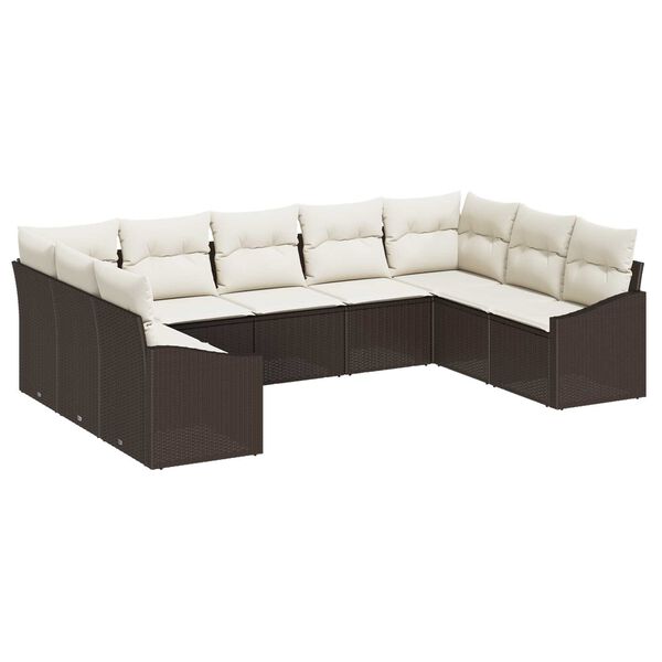 vidaXL Set de canapele pentru grădină 9 pcs Maro Rattan poli