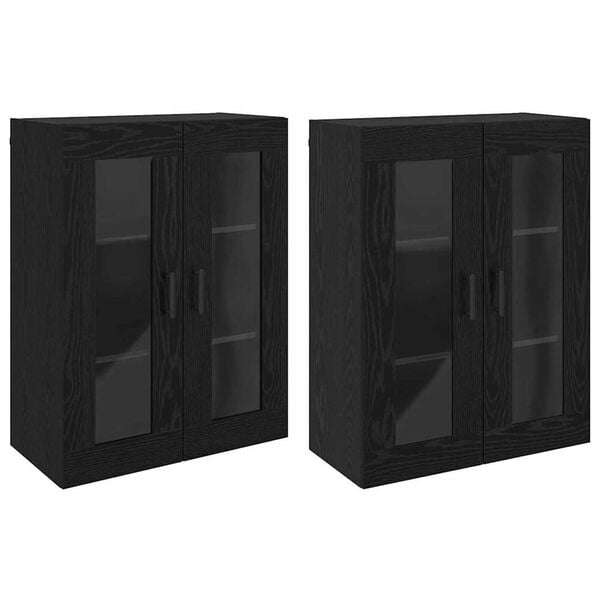 vidaXL Mobilier cu Montaj pe Perete 2 pcs Stejar negru