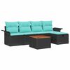 vidaXL Set de canapele pentru grădină 6 buc. Negru Rattan poli