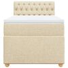 vidaXL Pat box spring cu saltea, crem, 100x200 cm, textil