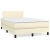 vidaXL Pat box spring cu saltea, crem, 120x200 cm, piele ecologică