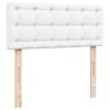 vidaXL Pat box spring cu saltea, alb, 120x200 cm, piele ecologică