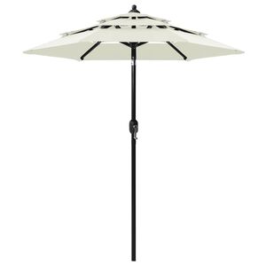 vidaXL Umbrelă de grădină cu 3 niveluri, st&acirc;lp aluminiu, nisipiu, 2 m