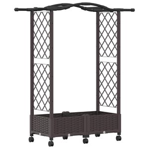 vidaXL Pat Ridicat cu Trellis și Acoperiș Maro 124 x 40 x 129 cm PP