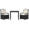 vidaXL Set de masă pentru grădină 3 pcs Negru poliratan
