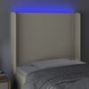 vidaXL Tăblie de pat cu LED, crem, 93x16x118/128 cm, piele ecologică