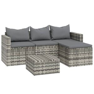 vidaXL Set mobilier de grădină cu perne, 3 piese, gri, poliratan