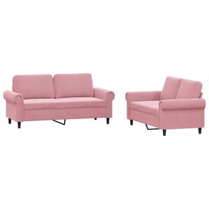vidaXL Set de canapele cu perne, 2 piese, roz, catifea