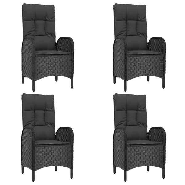 vidaXL Set mobilier de grădină cu perne, 5 piese, negru, poliratan
