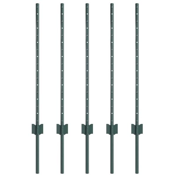 vidaXL Stâlpi de Gard 5 pcs Verde 80 cm Oțel