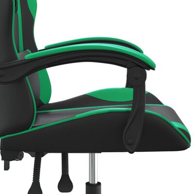 vidaXL Scaun de gaming pivotant, negru și verde, piele ecologică
