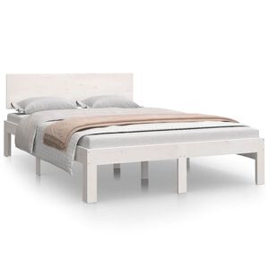 vidaXL Cadru de pat mic dublu, alb, 120x190 cm, lemn masiv