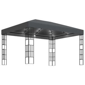 vidaXL Pavilion cu șir de lumini LED, antracit, 3x4 m