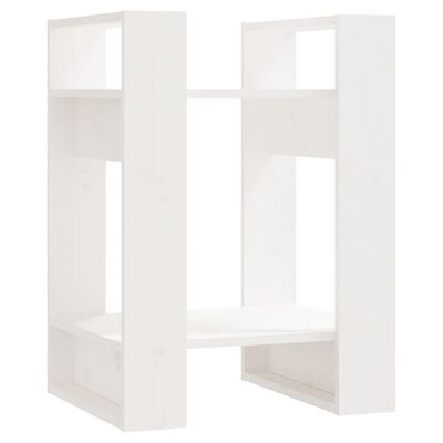 vidaXL Bibliotecă/Separator cameră, alb, 41x35x57 cm, lemn masiv pin