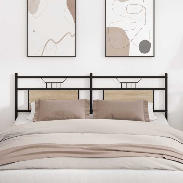 vidaXL Tăblie de pat de schimb din Stejar Sonoma 160 cm Lemn prelucrat și oțel