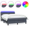 vidaXL Pat cu arcuri cu saltea și LED, gri &icirc;nchis, 160x210 cm, catifea