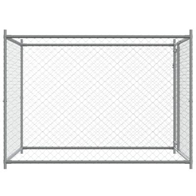 vidaXL Cușcă pentru câini cu ușă, gri, 2x2x1,5 m, oțel galvanizat