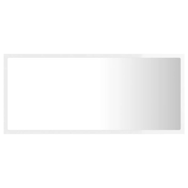 vidaXL Oglindă de baie cu LED, alb extralucios, 90x8,5x37 cm, acril