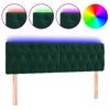 vidaXL Tăblie de pat cu LED, verde &icirc;nchis, 144x7x78/88 cm, catifea